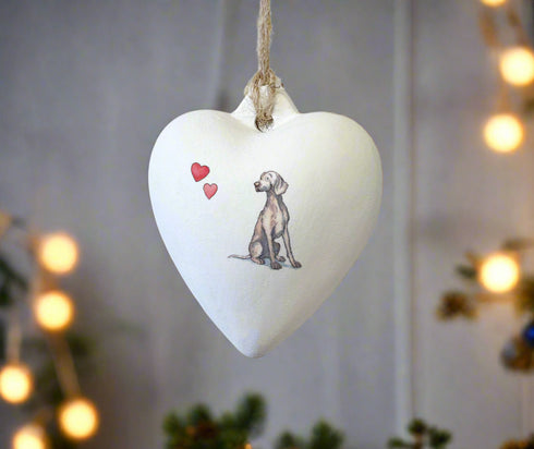 Weimaraner Ceramic Heart Bauble